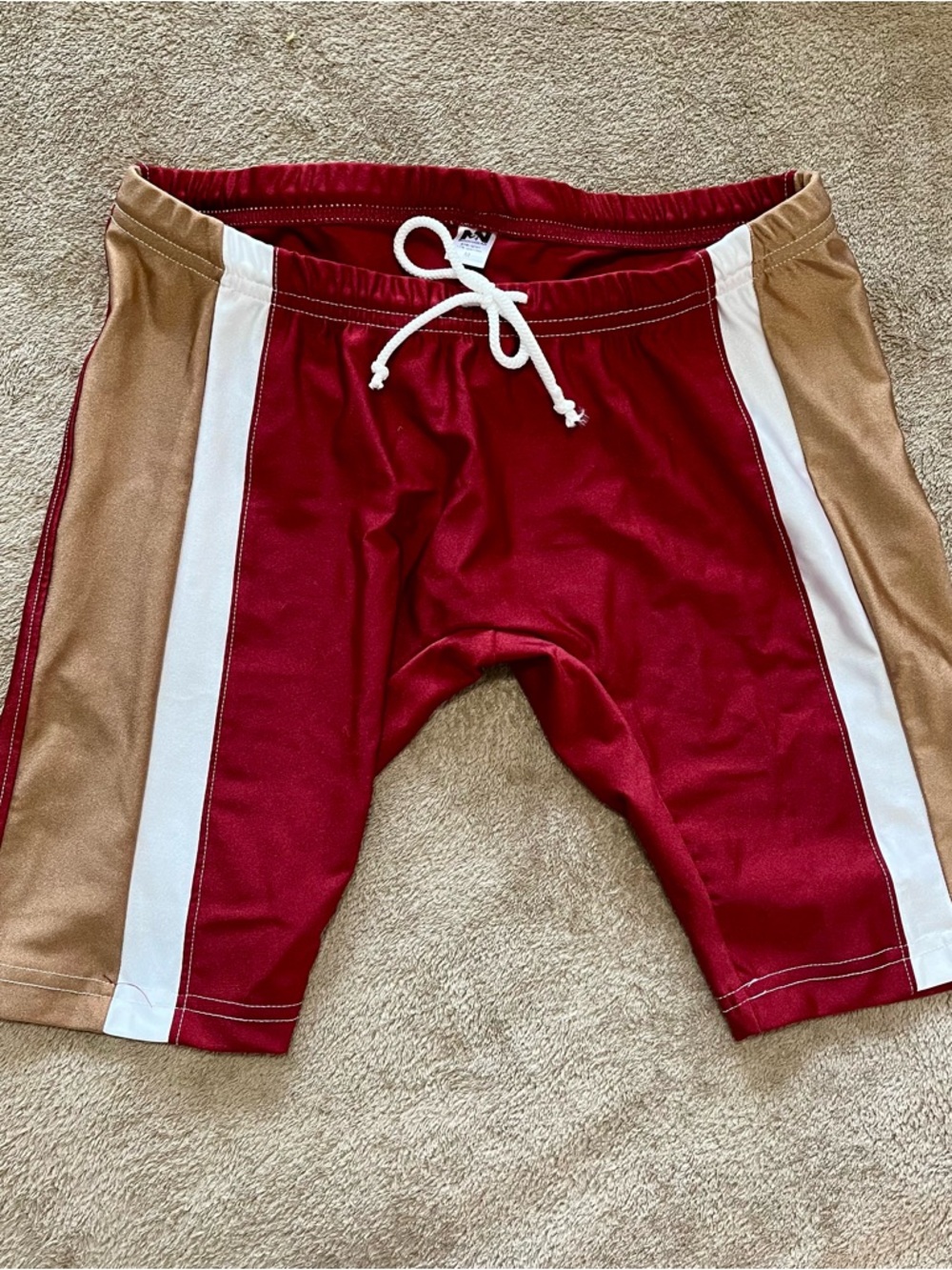 Men's Red Colorblock Swim Jammer with White & Tan Stripes - Picture 3 of 7